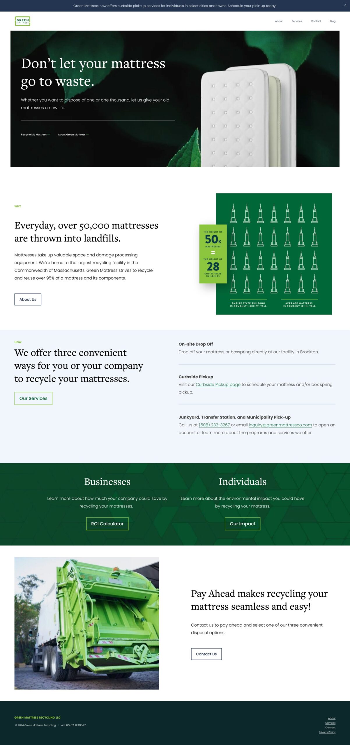 Green Mattress Recycling — website 1 green mattress full page scaled