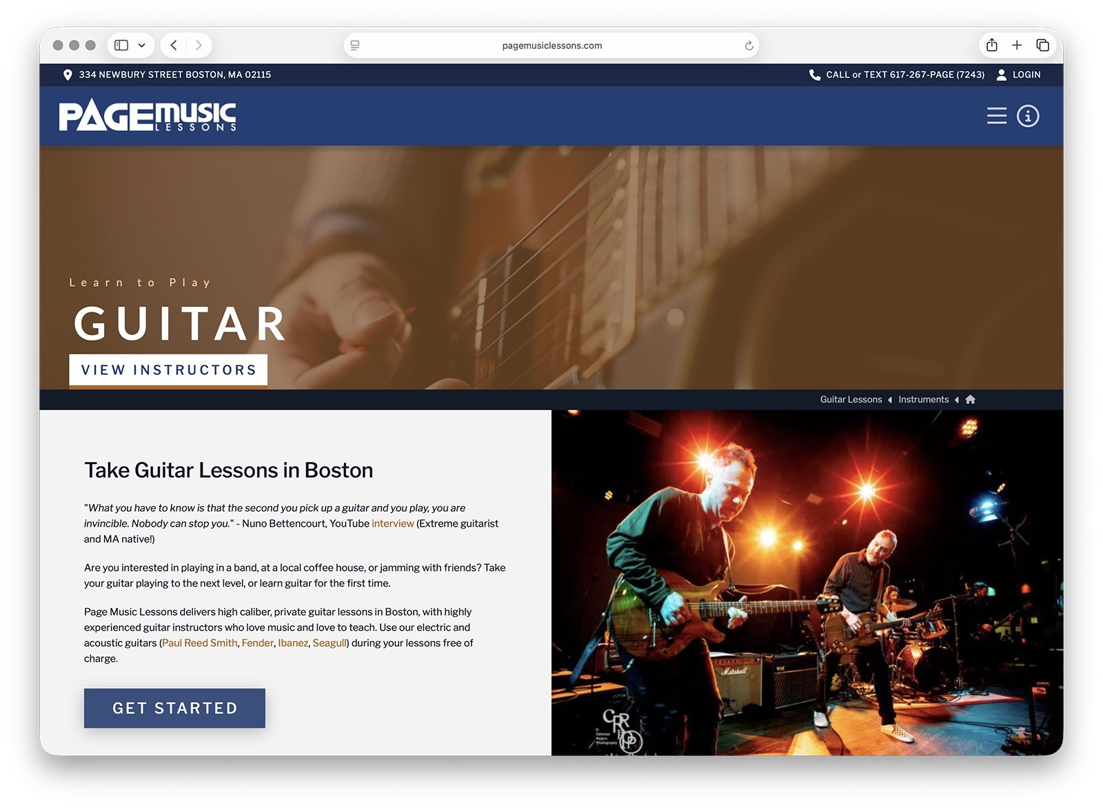 Page Music Lessons — website 1 page music site 2